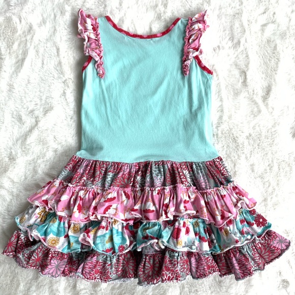 Jelly the Pug Teal Pink Ruffle Dress Size 5 - Picture 2 of 4